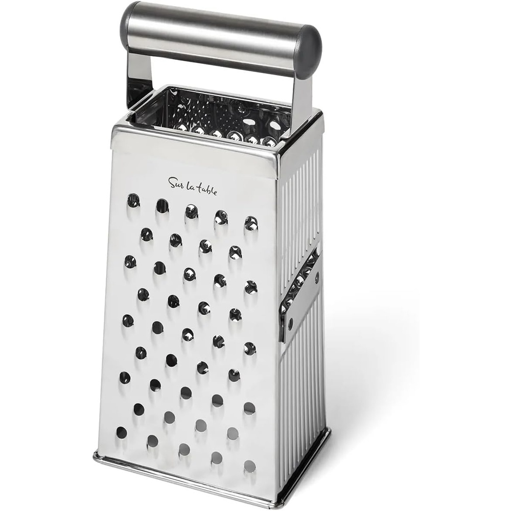 image:imageSur La Table Stainless Steel Box Grater FourSided Stainless Steel Grater with Fine Medium Coarse and Slicing Surfaces