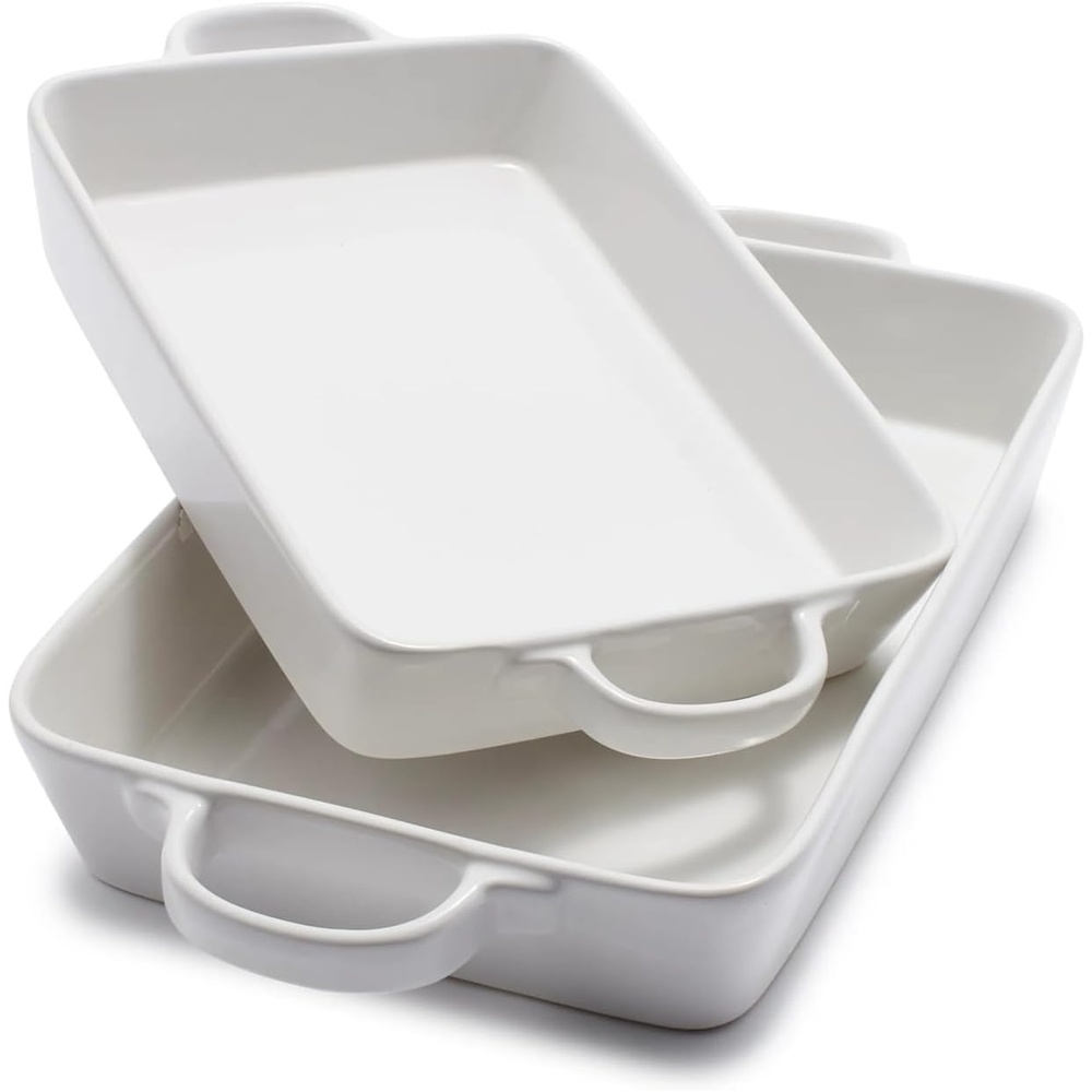 image:imageSur La Table Stoneware 2Piece Rectangular Baker Set WhiteWhite