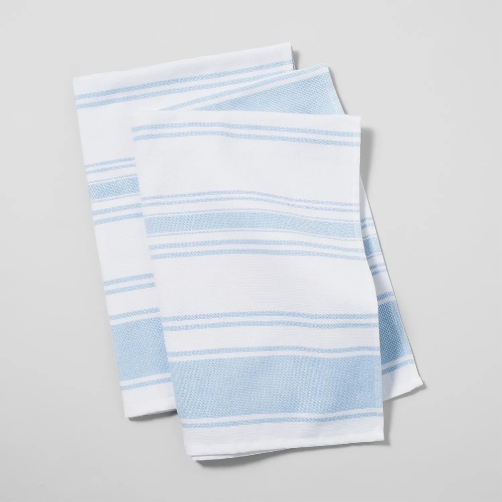 image:imageSur La Table UltraAbsorbent Terry Towels Blue Set of 2 Plush Cotton Terry Towels for Fast Drying and Heavy Kitchen Use Set of 2Light Blue