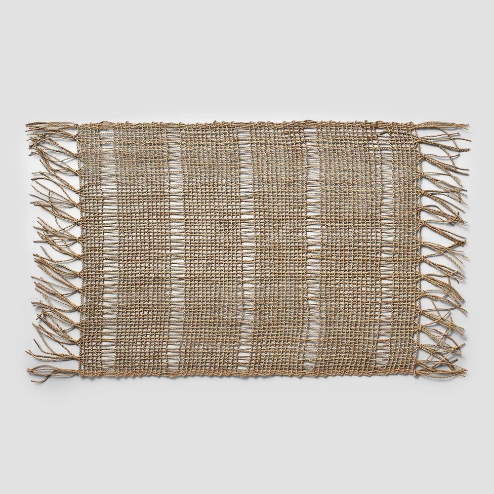 image:imageSur La Table Woven Fringe Placemat Set Tan