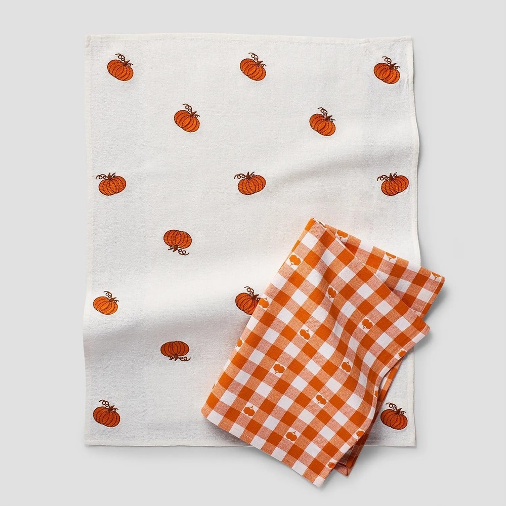 image:imageSur la table Assorted Pumpkin Towels Set of 2 Orange