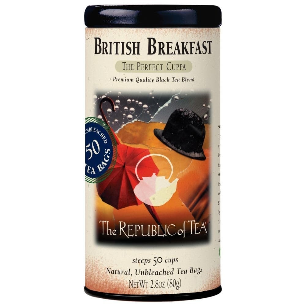 image:imageThe Republic of Tea British Breakfast Tea 28 oz Tin 50 Tea Bags Gourmet Black Tea Caffeinated50 Count Pack of 1