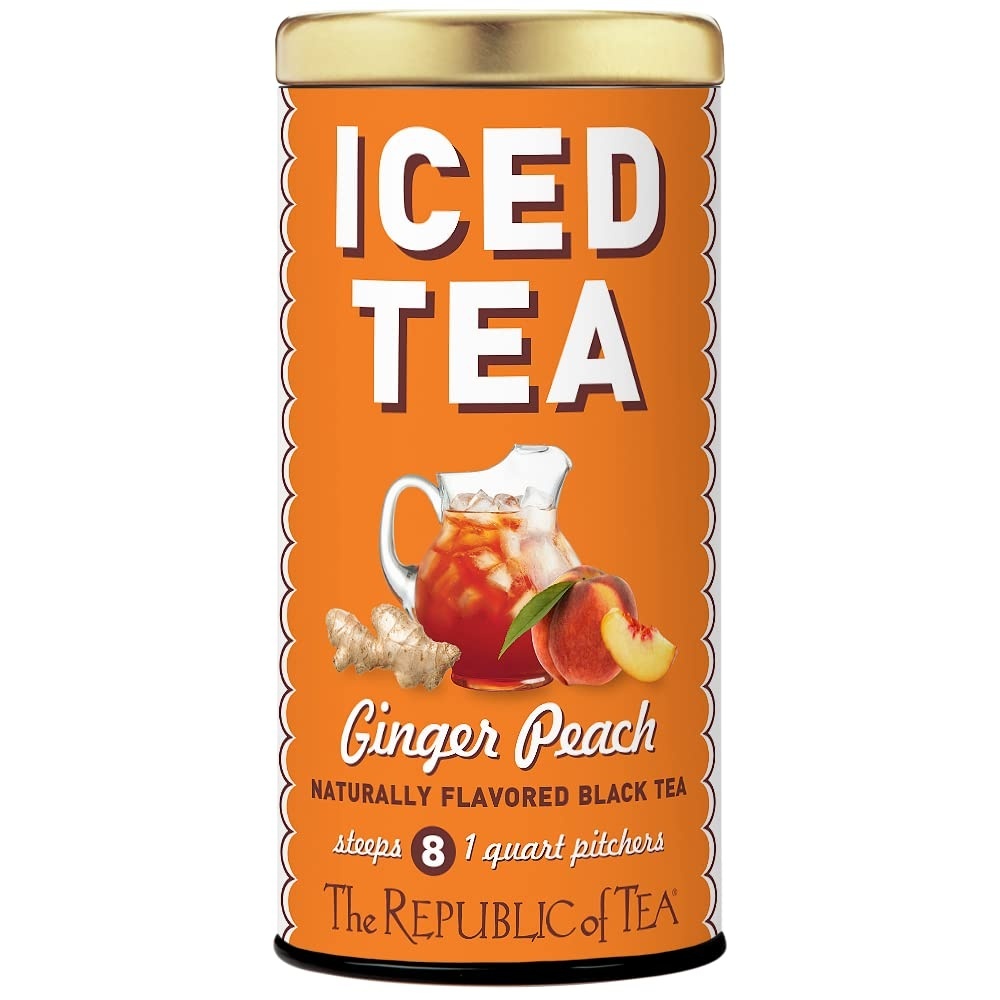 image:imageThe Republic of Tea Ginger Peach Black Iced Tea Bags 8 Large QuartSized Iced Tea Pouches Naturally Caffeinated8 Count Pack of 1