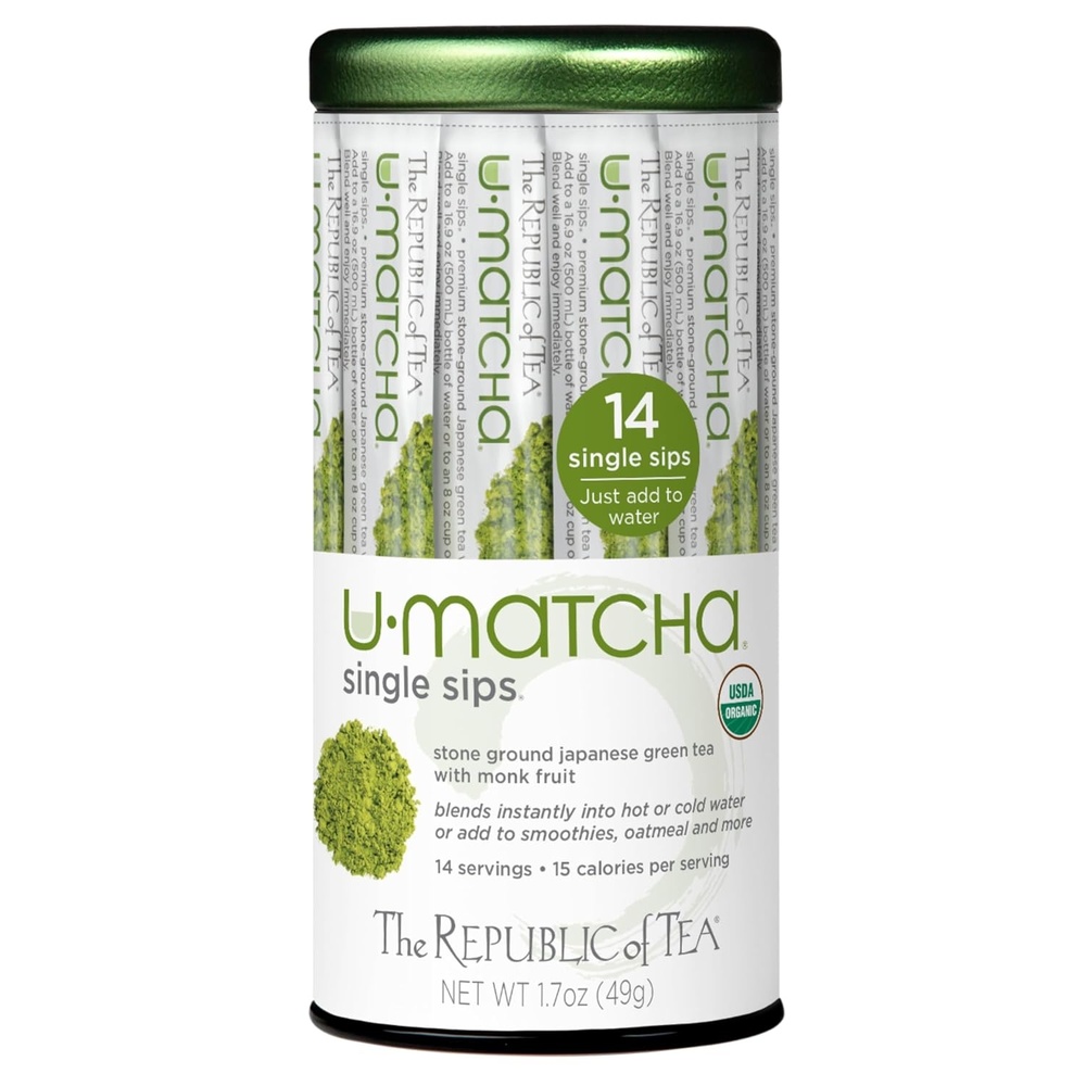 image:imageThe Republic of Tea  Organic UMatcha Single Sips Naturally Caffeinated Matcha Green Tea Powder 14 PacketsMatcha Green