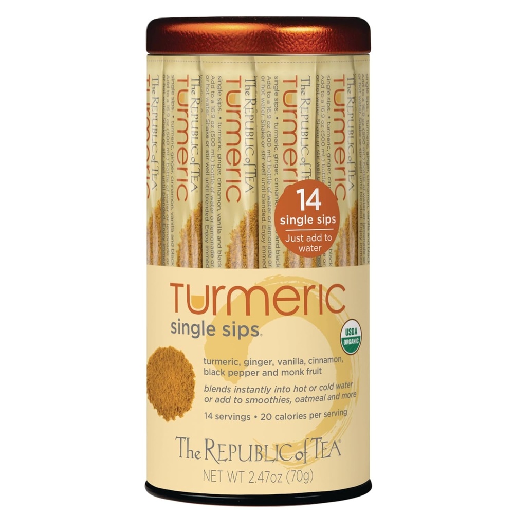 image:imageThe Republic of Tea Organic Turmeric Single Sips Instant Turmeric Herbal Tea 14 SingleServe Packets14 Count Pack of 1