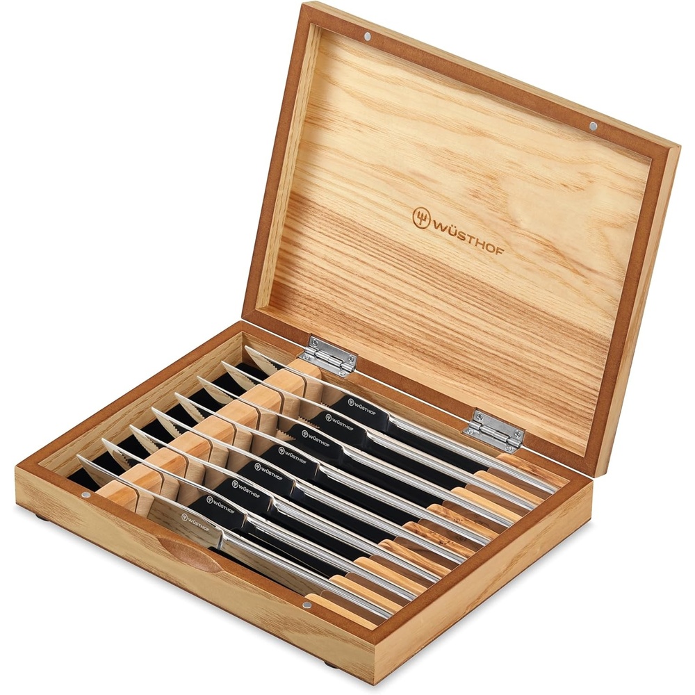 image:imageWSTHOF 8Piece Stainless Mignon Steak Knife Set Silver8Piece Olivewood Set