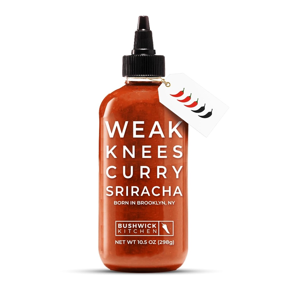 image:imageWeak Knees Gochujang Sriracha Hot Sauce  Infused with Bold Korean Gochujang Paste amp Classic Spicy Sriracha for Noodles Rice amp Marinades  Made in the USA  105oz Squeeze BottleCurry Sriracha 105oz
