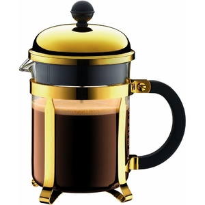 Bodum 17oz Chambord French Press Coffee Maker, High-Heat Borosilicate Glass, Polished Stainless Steel – Made in Portugal(Gold)