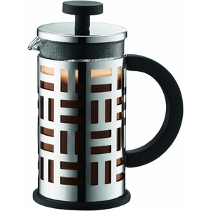 Bodum 34oz Pour Over Coffee Maker, High-Heat Borosilicate Glass with Reusable Stainless Steel Filter and Double Wall Cork Grip – Made in Portugal(Chrome)
