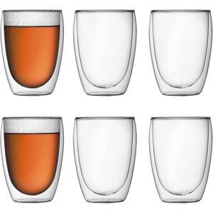 Bodum 8oz Pavina Double Wall Glasses, High Heat Borosilicate Glass, Set of 2, Clear(Set of 6)