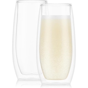 Bodum Skal Champagne Glass, Double Wall, High-Heat Borosilicate Glass, Set of 2(Clear)