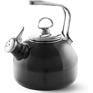 Chantal Classic Teakettle, 1.8 QT, Enamel On Steel, 2-Tone Harmonica Whistle, Rapid Boil and Even Heating (Black)(Black)