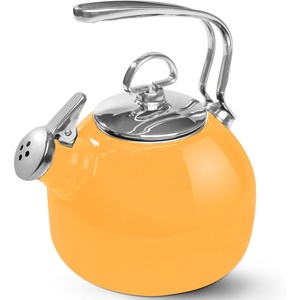 Chantal Classic Teakettle, 1.8 QT, Enamel On Steel, 2-Tone Harmonica Whistle, Rapid Boil and Even Heating (Black)(Marigold)