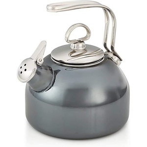 Chantal Classic Teakettle, 1.8 QT, Enamel On Steel, 2-Tone Harmonica Whistle, Rapid Boil and Even Heating (Black)(Onyx)