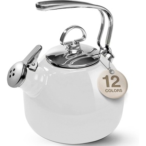 Chantal Classic Teakettle, 1.8 QT, Enamel On Steel, 2-Tone Harmonica Whistle, Rapid Boil and Even Heating (Black)(White)