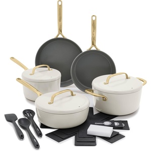 GreenPan GP5 Hard Anodized Healthy Ceramic Nonstick 14 Piece Cookware Pots and Pans Set,Heavy Gauge Scratch Resistant,Stay-Flat Surface, Induction, Mirror Finish Handle,Oven Safe,PFAS-Free, Blue(Clay)