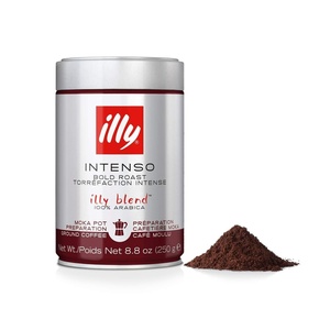 Illy Caffe Medium Roast Espresso Classico Ground Coffee, 8.8 OZ(Intenso Bold Roast Ground Moka)