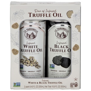 La Tourangelle, White Truffle Cooking Spray, Complex Gourmet Earthy Flavor for Spraying on Pasta, Popcorn, Vegetables, Potatoes, and More, 5 Fl Oz(Black & White Truffle Gift Box)