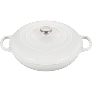 Le Creuset Enameled Cast Iron Signature Braiser, 3.5 qt., Cerise(White)