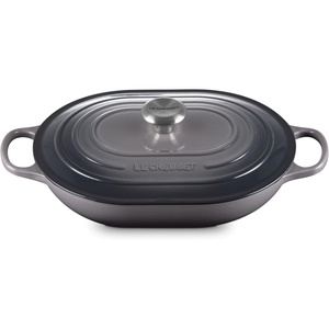 Le Creuset Enameled Cast Iron Signature Oval Casserole with Lid, 3.75 qt., Sea Salt(Oyster)