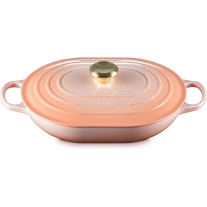 Le Creuset Enameled Cast Iron Signature Oval Casserole with Lid, 3.75 qt., Sea Salt(Peche)