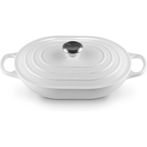 Le Creuset Enameled Cast Iron Signature Oval Casserole with Lid, 3.75 qt., Sea Salt(White)