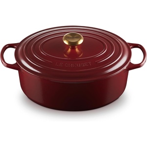 Le Creuset Enameled Cast Iron Signature Oval Dutch Oven, 8 qt., Cerise(Garnet)