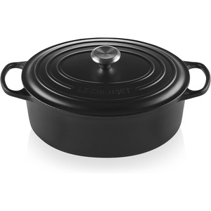 Le Creuset Enameled Cast Iron Signature Oval Dutch Oven, 8 qt., Cerise(Licorice)