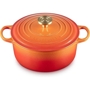 Le Creuset Enameled Cast Iron Signature Round Dutch Oven, 7.25 qt., Cerise(Flamme Doree)