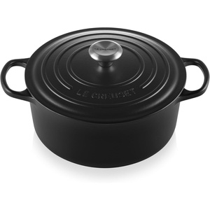 Le Creuset Enameled Cast Iron Signature Round Dutch Oven, 7.25 qt., Cerise(Licorice)