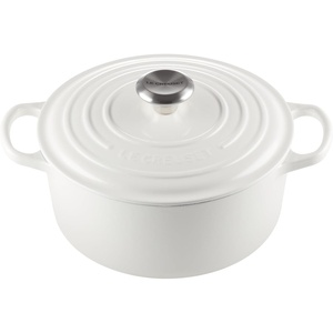 Le Creuset Enameled Cast Iron Signature Round Dutch Oven, 7.25 qt., Cerise(White)