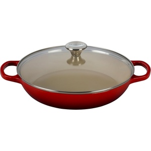 Le Creuset of America Enameled Cast Iron Buffet Casserole with Glass Lid, 3 1/2 quart, Flame(Cherry)
