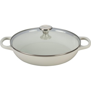 Le Creuset of America Enameled Cast Iron Buffet Casserole with Glass Lid, 3 1/2 quart, Flame(White)