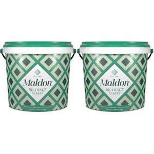Maldon Salt, Sea Salt Flakes, 8.5 oz (240 g), Kosher, Natural, Unique Gourmet Pyramid Shaped Salt Flakes, Perfect for a Wide Range of Dishes, Hand-Harvested for Four Generations (Packaging May vary)(49.4 Ounce (Pack of 2))