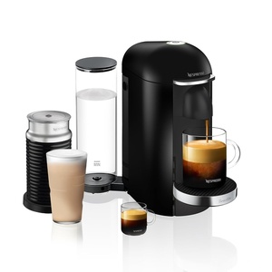 Nespresso Vertuo Plus Deluxe Coffee and Espresso Maker by Breville, Piano Black with Aeroccino Milk Frother(Black)