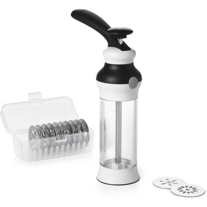 OXO Good Grips 14-Piece Cookie Press Set, Cookie Press with 12 Stainless Steel Disks and Storage Case, Holiday Baking and Everyday Treats, Essential Baking Supplies(100)