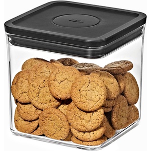 OXO Good Grips POP Container – Airtight Food Storage – Big Square Tall 6.0 Qt Ideal for bulk snacks and cereal(Matte Black)