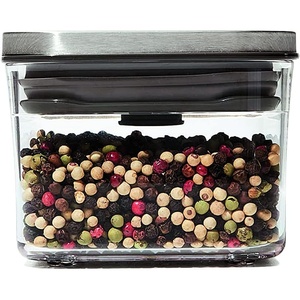 OXO Steel POP Container Big Medium Square – 4.4 Qt for Flour, Sugar and More,Grey(0.4 QT/0.4 L)