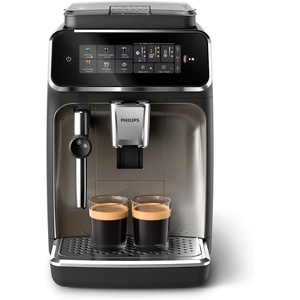 Philips 3300 Series Fully Automatic Espresso Machine with integrated milk frother and grinder, 5 Hot & Iced Coffee Pre-Sets, 40% Quieter SilentBrew, 15-Bar Pressure, Glossy Black (EP3326/90) | 12-Step Ceramic Grinder, Classic Milk Frother, 5 One-Touch Drinks Incl. Iced Coffee, Silentbrew, 15 Bar(Black Chrome)