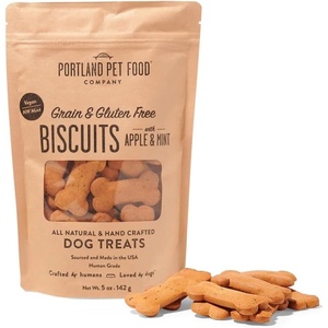 Portland Pet Food Company Bacon Dog Treats Healthy Biscuits for Large Medium & Small Dogs – Grain-Free, Human-Grade, All Natural Dog Cookies, Snacks & Training Treats – Made in the USA – 5 oz(Apple & Mint)