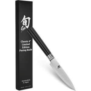 Shun Classic 4″ Limited Edition Paring Knife | Handcrafted Japanese Vegetable & Fruit Knife, VG-MAX Core with Damascus Stainless Steel Cladding, Pakkawood Handle