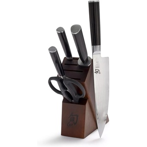 Shun Classic 6-Pc Knife Block Set | Damascus Steel, Pakkawood | Includes 8″ Chef’s, 4″ Paring, 6″ Serrated Utility Knife & Herb Shears, Damascus Stainless Steel Cladding, Pakkawood Handle