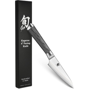 Shun Kagerou 4″ Paring Knife | Handcrafted Japanese Vegetable & Fruit Knife, VG10 and VG2 Dual Core with 420J Steel Upper, Pakkawood Handle