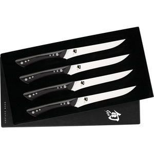 Shun Shima 4 Piece Steak Knife Set | 5″ Shima Steak Knives, Handcrafted, AUS8A Stainless Steel Blades, Pakkawood Handle