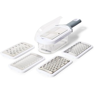 Sur La Table 5-In-1 Grate & Slice Set, Five Interchangeable Grater and Slicer Blades for Cheese, Vegetables and More