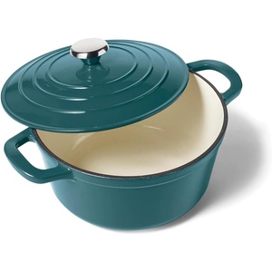 Sur La Table 5-Qt Enameled Cast Iron Dutch Oven – With Lid for Braising, Baking & Deep Frying, Induction Compatible, Oven to 500°F, Moisture-Retaining Design for Flavorful Results, Dark Teal