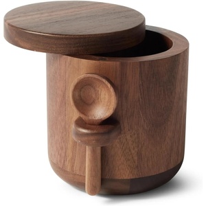 Sur La Table American Black Walnut Salt Keeper – Stylish Countertop Storage for Everyday Cooking