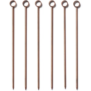 Sur La Table Antique Copper Cocktail Picks, Set of 6, Long-Lasting Antique Copper-Finish Garnish Picks for Cocktails and Appetizer Plates, Set of 6
