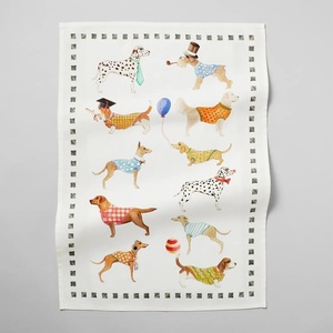 Sur La Table Assorted Dogs Kitchen Towel, Illustrated Cotton Towel with Charming Assorted Dog Breeds Design for Dog Lovers