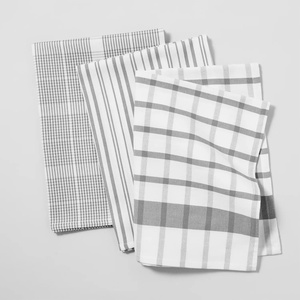 Sur La Table Assorted Twill Kitchen Towels, Blueberry, Set of 3 Mixed Coordinating Prints in Rich Berry Tones for All Kitchen Tasks, Set of 3(Cool Gray)